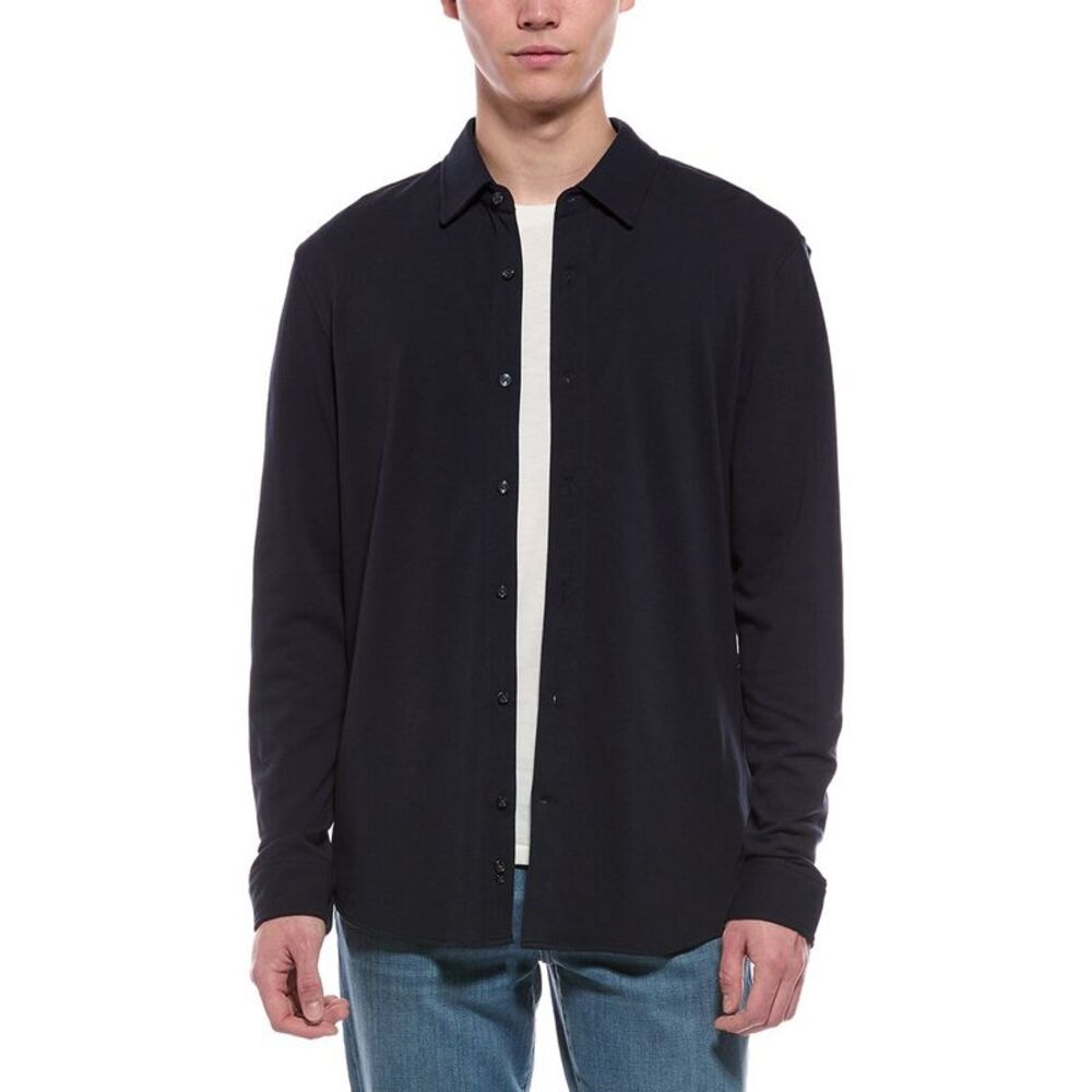7 For All Mankind Mens Piquet Shirt, Blue